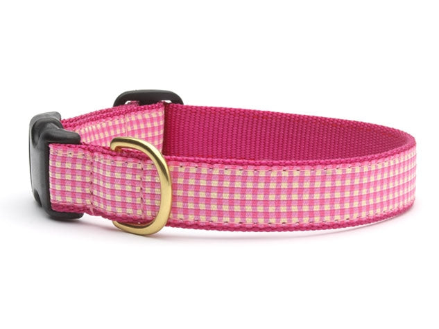 Pink Gingham Dog Collar