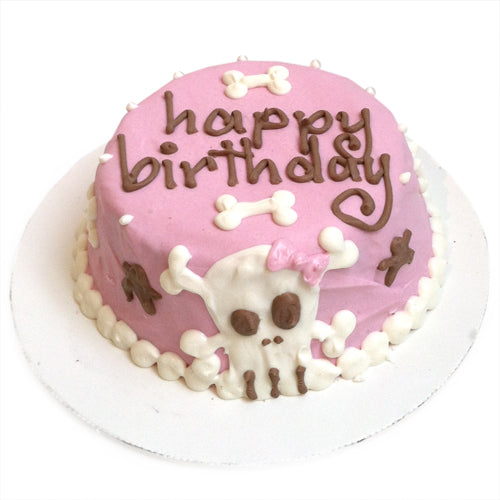 Pink Skull Dog Cake - Custom