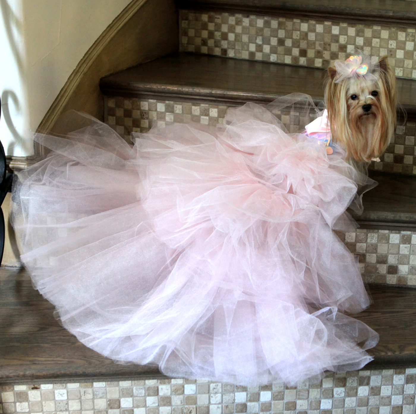 Pastel Pink Tulle and Iridescent Sequin Party Dress - Size S (Custom Order Available)