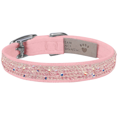 Aurora Borealis Crystal Rocks 1/2" Dog Collar