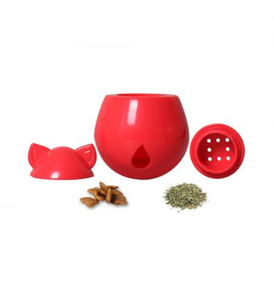 Treat Dispenser - Red & Kattipede Rod - with toy Cat Gift Bag