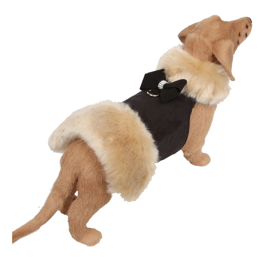 Champagne Fox (Faux) Fur Coat with Nouveau Bow