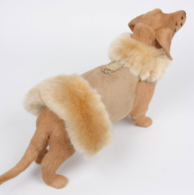 Champagne Fox Faux-Fur & Camel Color Dog Coat