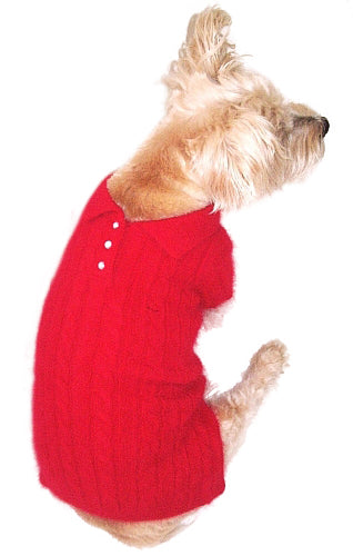 Luxury Preppy Angora Blend Polo, Red