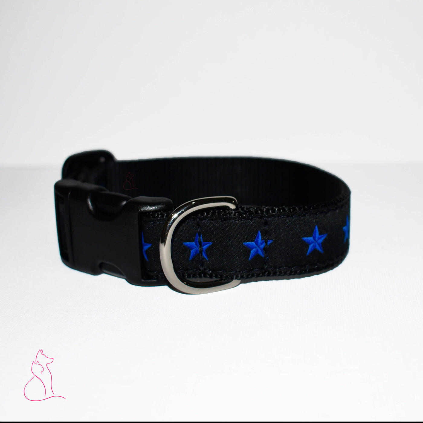 Blue Stars Dog Collar (Black)