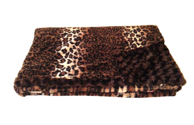 Reversible Brown Leopard Luxurious Fur Throw  58 x 36