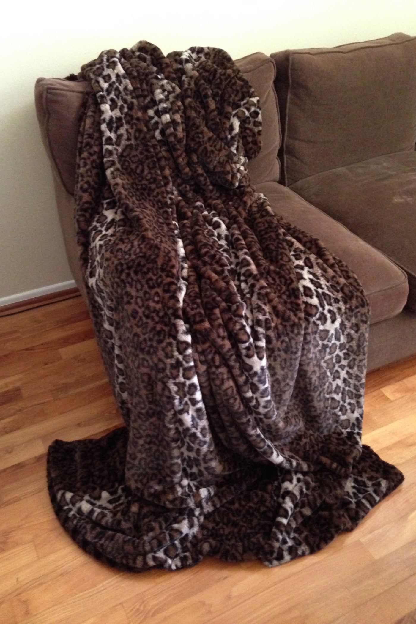 Reversible Brown Leopard Luxurious Fur Throw  58 x 36