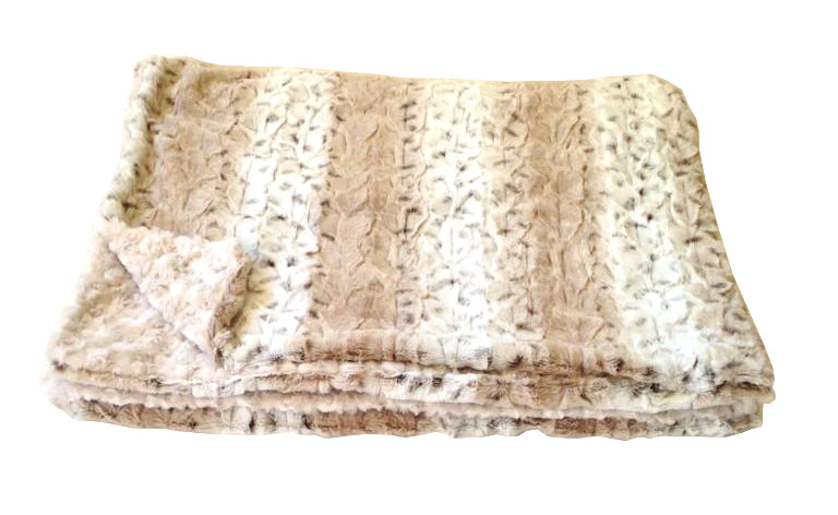 Reversible Frosted Snow Luxurious Fur Throw  58 x 36