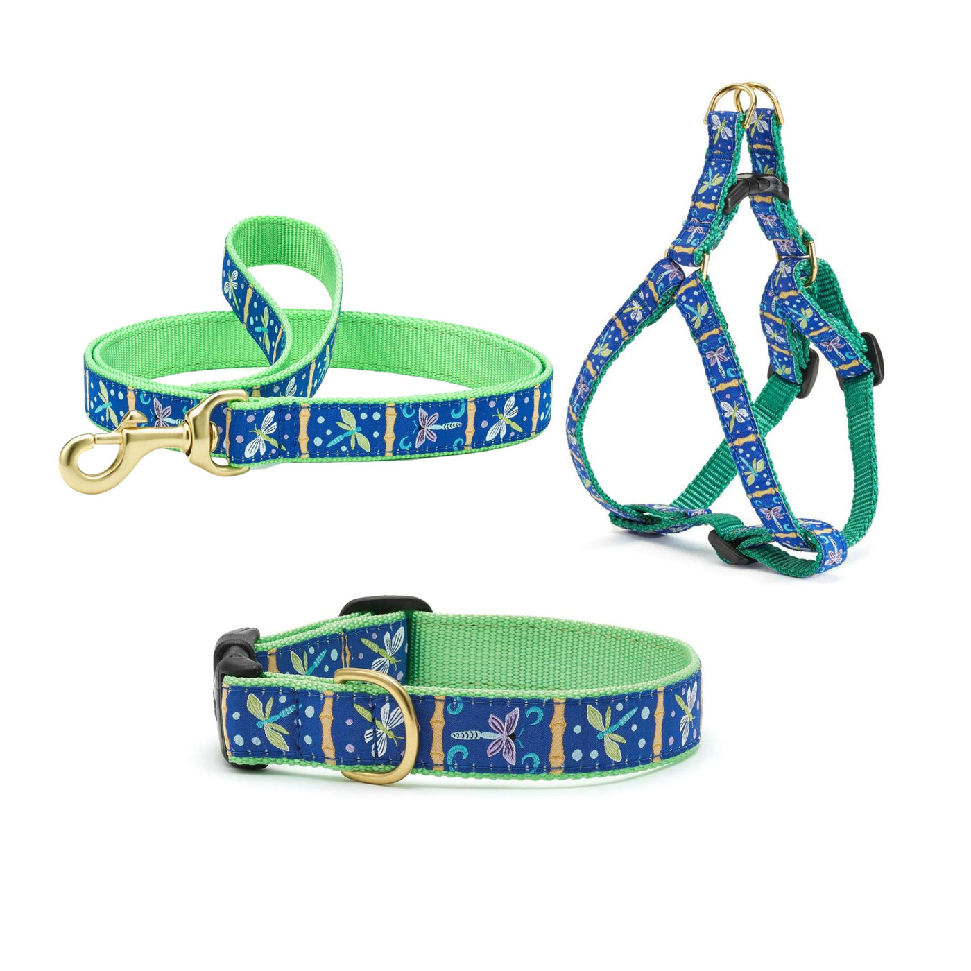 Dragonfly Dog Collar, Leash and Optional Harness