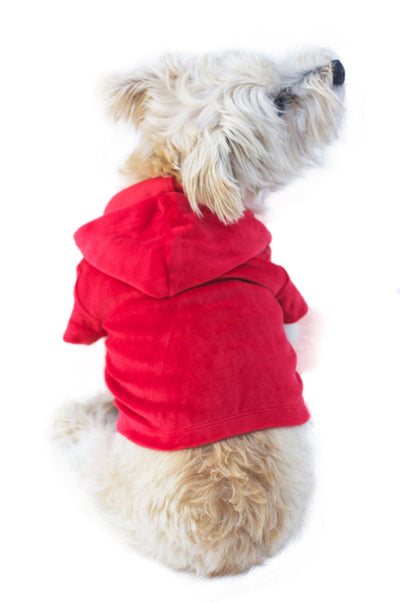 Red Velour Hoodie Pullover