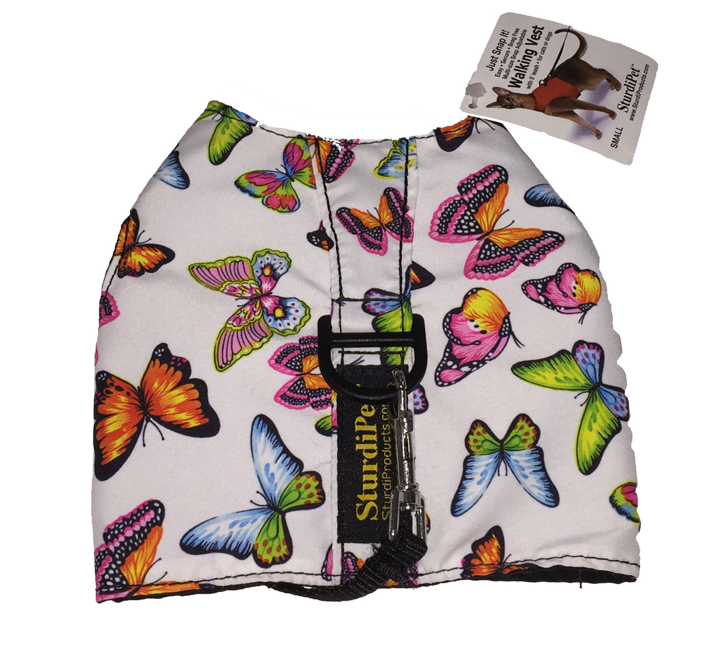 White Butterfly Cat Harness Vest - Medium