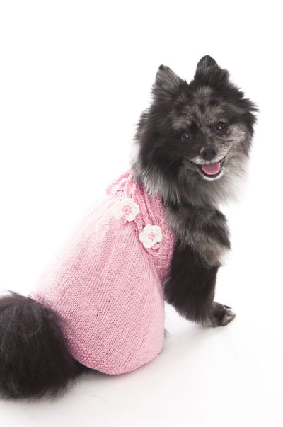 Daisy Pink Hand Knit Sweater Dog Dress