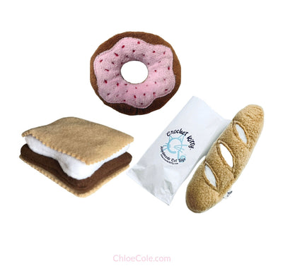 3 Catnip Toys, Donut, S’mores, French Bread