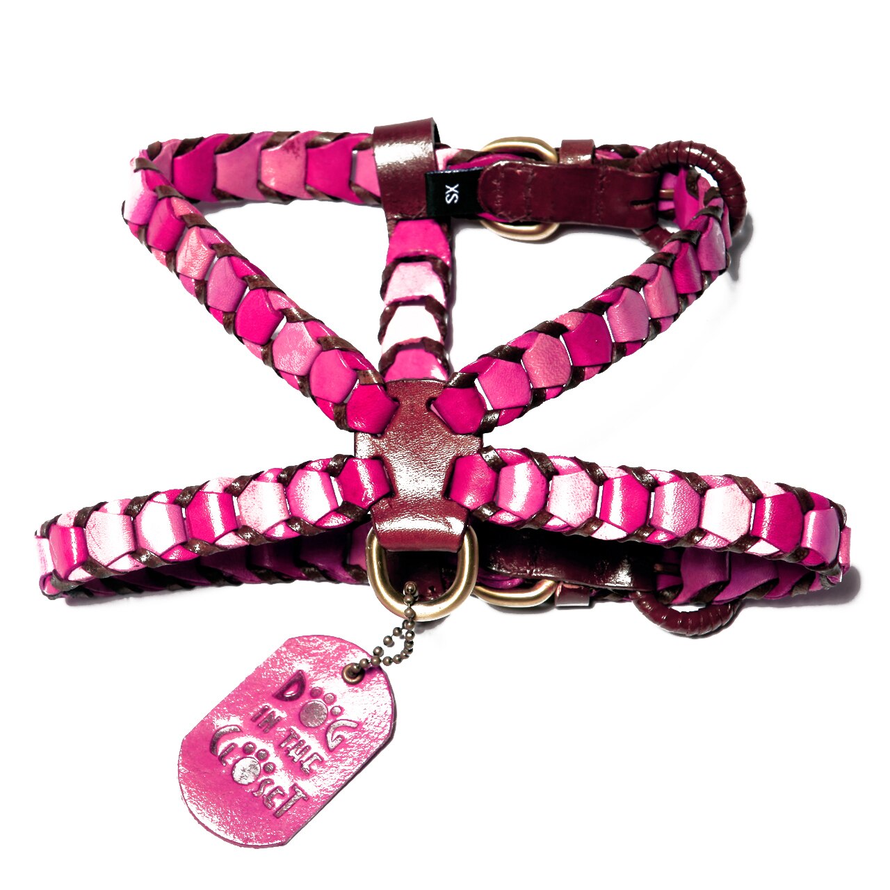 Shades of Pink Leather Dog Harness