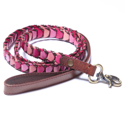 Shades of Pink Leather Dog Leash