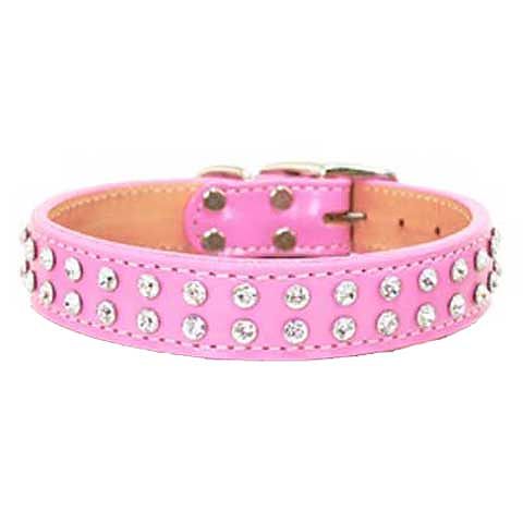 Maxwell & Madison Collars w/ 2-Row of Genuine Crystals Pink