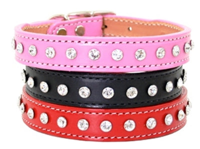 Maxwell & Madison Collars w/ 1-Row of Genuine Crystals Red