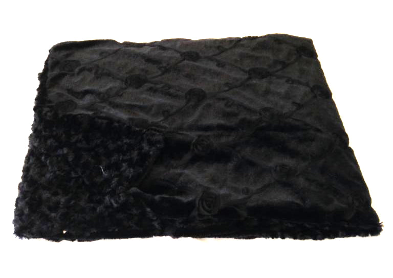 Reversible Black Roses Luxurious Fur Throw
