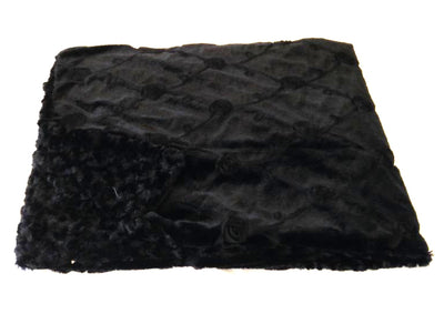 Reversible Black Roses Luxurious Fur Throw  58 x 36